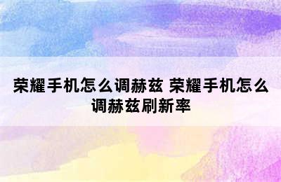 荣耀手机怎么调赫兹 荣耀手机怎么调赫兹刷新率